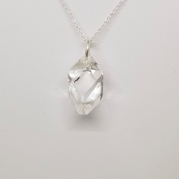 Sterling Silver Necklace w/ White Cubist Swarovski